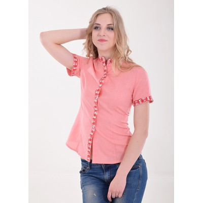 Embroidered blouse "Daisy" Peach